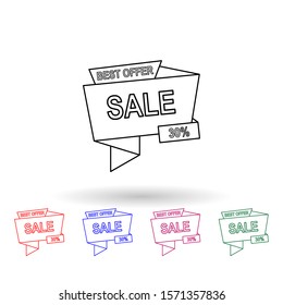 Best offer 30 of discounts multi color icon. Simple thin line, outline vector of sale icons for ui and ux, website or mobile application