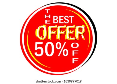 The best offer 50% off tag label design with red background  