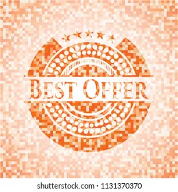 Best Offer abstract emblem, orange mosaic background