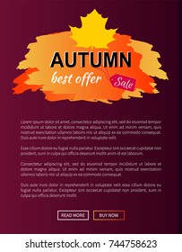 Best offer autumn sale -35 advetr promo poster with label and place for text, web page design with informative sticker about fall discounts vector