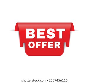 Best offer banner red, colorful vector, advertising or business concept.