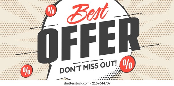 Best offer banner with special price for online shopping. Special price clearance promotion and retail closeout advertising poster vector illustration