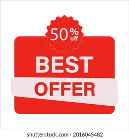 Best offer banner template design. Brush vector banner. Sale offer price sign. Vector illustration. Discount 50%