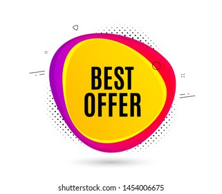 Best offer. Banner text shape. Special price Sale sign. Advertising Discounts symbol. Geometric vector banner. Best offer text. Gradient shape badge. Halftone pattern. Vector