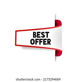 Best offer banner vector. Flat advertising and promotion badge, label design. Business concept.