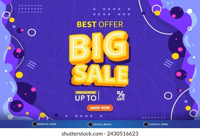 best offer big sale discount tempate banner with blank space for product sale with abstract gradient blue background design