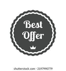 Mejor oferta etiqueta de sello vectorial negro. Simple emblema o placa.