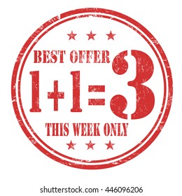 Best offer buy two get one free grunge rubber stamp on white background, vector illustration