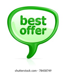 best offer detailed vector speech balloon green icon for e-shop