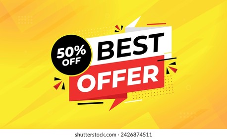 Best Offer Discount banner. Offer sale banner vector template. Sale label and discounts background, Discount Promotion marketing poster design for web and Social. Vector Illustration.