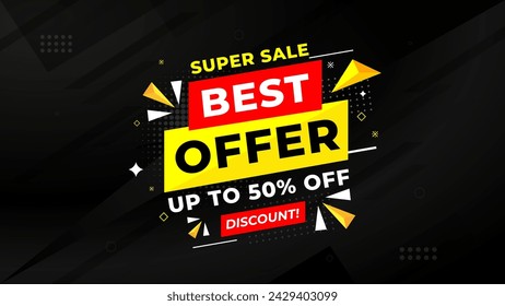 Best Offer Discount banner. Offer sale banner vector template. Sale label and discounts background, Discount Promotion marketing poster design for web and Social. Vector Illustration.