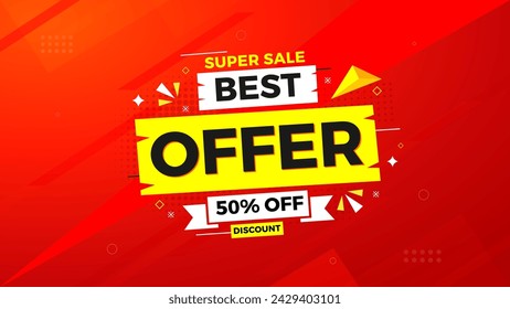 Best Offer Discount banner. Offer sale banner vector template. Sale label and discounts background, Discount Promotion marketing poster design for web and Social. Vector Illustration.