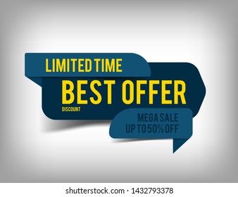 Best offer, discount tag, sale banner. Website sticker on a gray background, web page design. Vector illustration, eps10