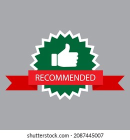 Mejor emblema de oferta. Pancarta plana. Concepto de marketing. Icono de dedo arriba. Símbolo recomendado. Ilustración vectorial. Imagen de archivo. 