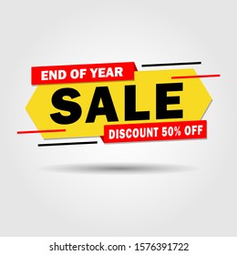 Best offer end of year sale banner template design, discount 50%. Vector illustration.