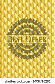 Best Offer gold emblem. Scales pattern. Vector Illustration. Detailed.