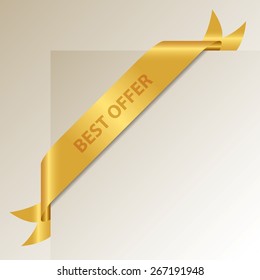 Best Offer - Golden Corner Ribbon - Vector Design Element