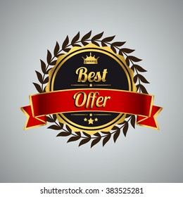 Best offer golden label, vector illustration