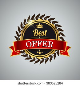 Best offer golden label, vector illustration
