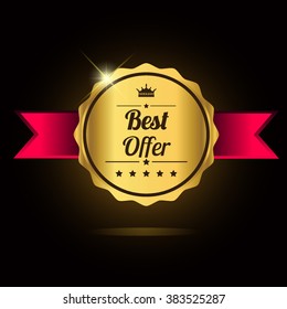 Best offer golden label, vector illustration