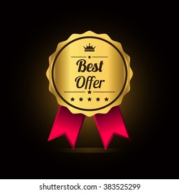 Best offer golden label, vector illustration
