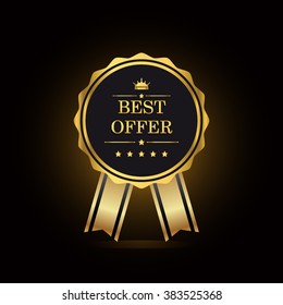 Best offer golden label, vector illustration