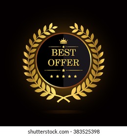 Best offer golden label, vector illustration