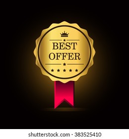 Best offer golden label, vector illustration