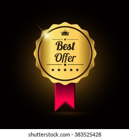 Best offer golden label, vector illustration