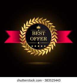 Best offer golden label, vector illustration