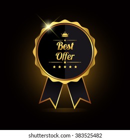 Best offer golden label, vector illustration