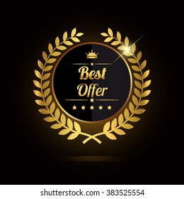 Best offer golden label, vector illustration