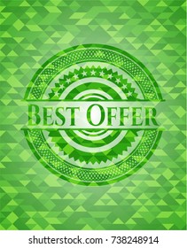 Best Offer green emblem. Mosaic background