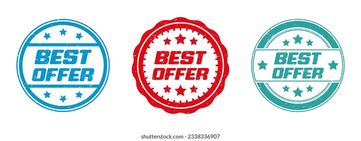 Best offer grunge seal stamp collection. Set of best offer badges. Best offer logo with grunge