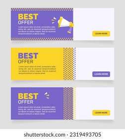 Best offer horizontal web banner design template. Vector flyer with text space. Advertising placard with customized copyspace. Promotional printable poster for advertising. Graphic layout