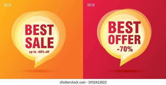 Best Offer Hot Summer Sale Speech Bubble With Promo Text And Up To 70 Percent Off, Red And Yellow Flyer Cards