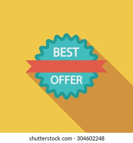 Best Offer icon. Flat vector related icon with long shadow for web and mobile applications. It can be used as - logo, pictogram, icon, infographic element. Vector Illustration. 