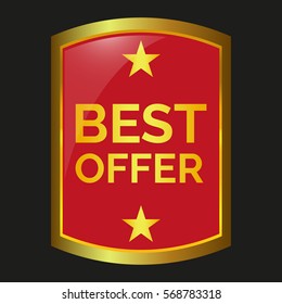 Best offer label on black background, vector illustration