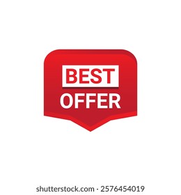 BEST OFFER Label, Sticker, Banner, tag, for advertising, promotion, retail, website, graphic design project, app design or online store. Vector design element.