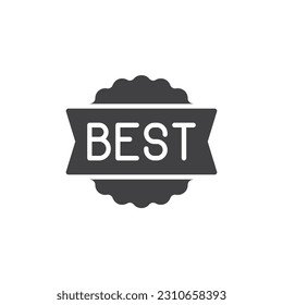 Icono de vector de etiqueta de mejor oferta. signo plano relleno para concepto móvil y diseño web. Mejor icono de glifo de insignia de promoción. Símbolo, ilustración del logotipo. Gráficos vectoriales