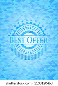 Best Offer light blue emblem. Mosaic background