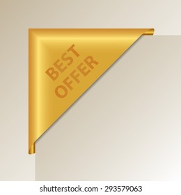 Best Offer - Luxury Golden Corner Ribbon - Vector Design Element