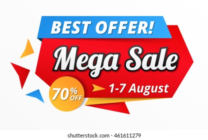 Best offer mega sale banner, advertisement promotion design, vector eps10 illustration