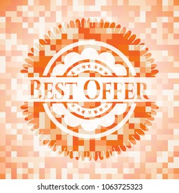 Best Offer orange mosaic emblem with background
