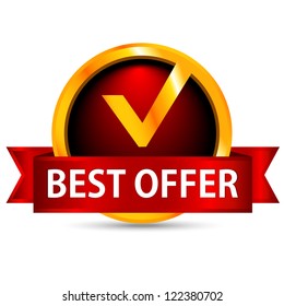 Best offer. Red badge. Vector illustration