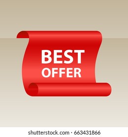 Best Offer - Red label. Vector design element.