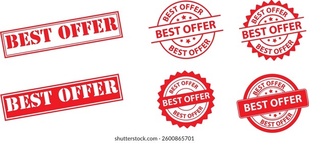 best offer red  rubber stamp  label isolated on transparent background