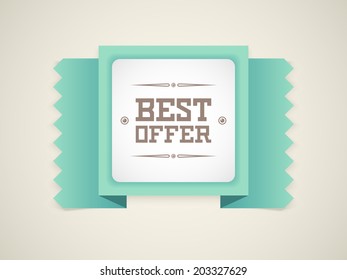 Tarjeta retro de la mejor oferta. Vector