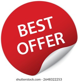 MEJOR OFERTA - Anuncio redondo rojo de la etiqueta engomada