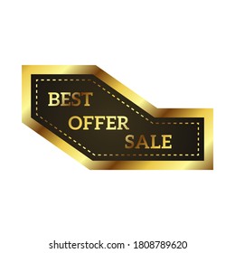 Best Offer Sale badge design. Best Offer Sale banner design with golden and black color. Best offer sale with premium or luxury style